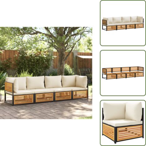 Mobili da giardino - vidaXL Set Divani da Giardino 4pz con Cuscini Legno Massello di Acacia - Divani in legno