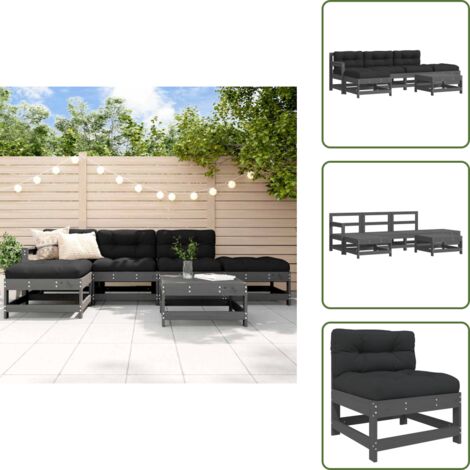 Mobili da giardino - vidaXL Set Divani da Giardino 6pz con Cuscini in Legno Massello Grigio - Sedute esterne