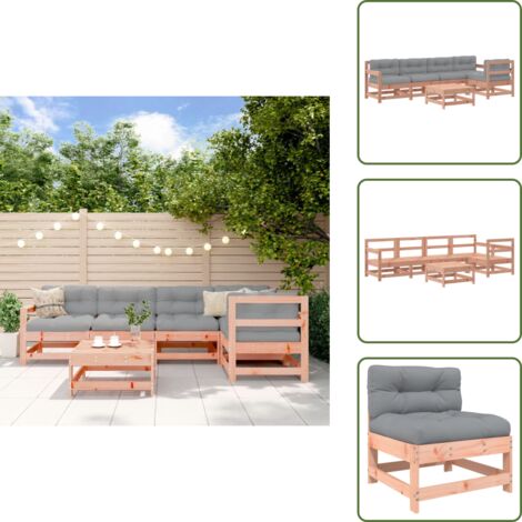 Mobili da giardino - vidaXL Set Divani Giardino 6 pz con Cuscini Legno Massello di Douglas - Divani modulari