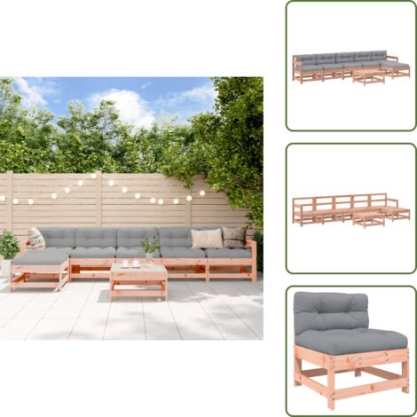 Mobili da giardino - vidaXL Set Divani Giardino 7 pz con Cuscini Legno Massello di Douglas - Divani modulari