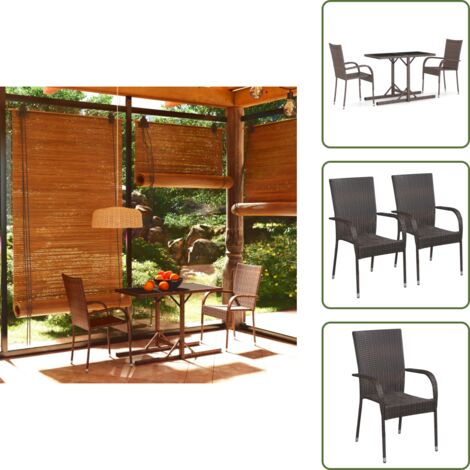 Mobili da giardino - vidaXL Set Mobili da Pranzo per Giardino 3 pz Marrone - Tavolo in vetro