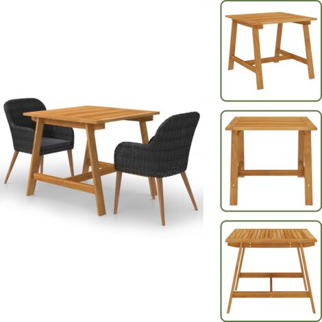 Mobili da giardino - vidaXL Set Mobili da Pranzo per Giardino 3 pz Nero - Tavolo in legno