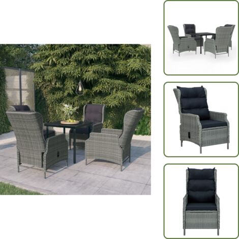 Mobili da giardino - vidaXL Set Mobili da Pranzo per Giardino 5 pz Grigio Chiaro - Sedie reclinabili