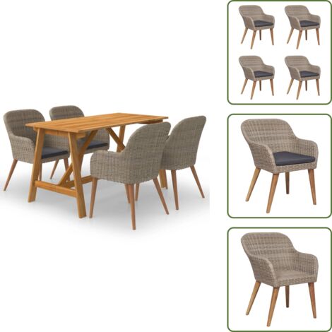 Mobili da giardino - vidaXL Set Mobili da Pranzo per Giardino 5 pz Marrone - Tavolo in legno