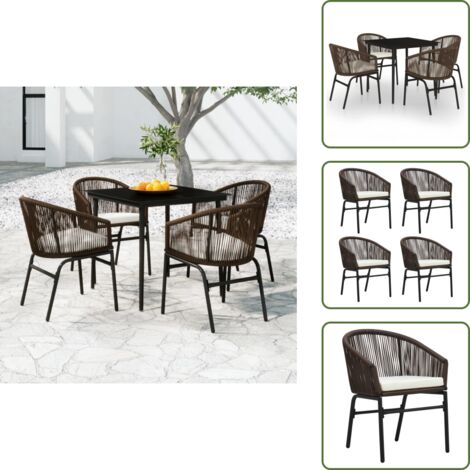 Mobili da giardino - vidaXL Set Mobili da Pranzo per Giardino 5 pz Marrone - Tavolo in vetro