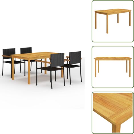 Mobili da giardino - vidaXL Set Mobili da Pranzo per Giardino 5 pz Nero - Tavolo in legno