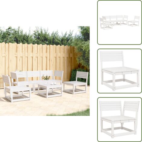 Mobili da giardino - vidaXL Set Salotto da Giardino 5 pz Bianco in Legno Massello di Pino - Design a doghe