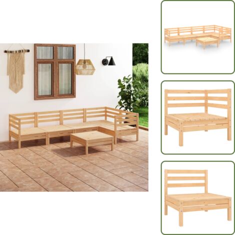 Mobili da giardino - vidaXL Set Salotto da Giardino 6 pz in Legno Massello di Pino - Design rustico