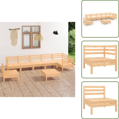 Mobili da giardino - vidaXL Set Salotto da Giardino 8 pz in Legno Massello di Pino - Divano angolare