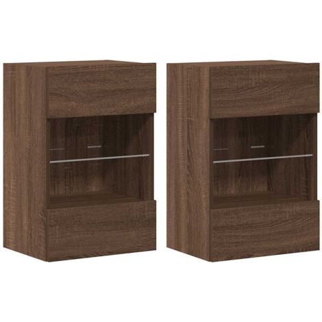 Mobili da parete con luci LED per TV 2pz Rovere Marrone 40x30x60,5cm vidaXL