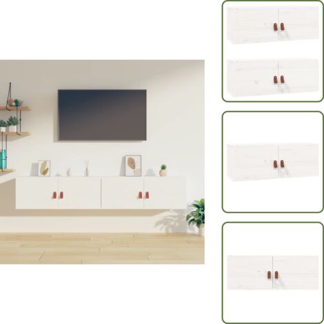 Mobili da parete - vidaXL Pensili 2 pz Bianchi 80x30x30 cm in Legno Massello di Pino - Spazio di conservazione