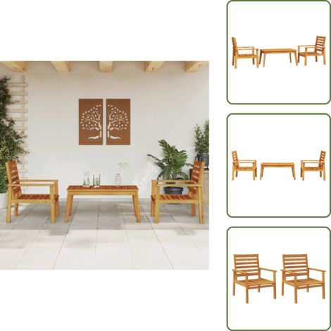 Mobili da patio - vidaXL Set da Salotto da Giardino 3 pz in Legno Massello di Acacia - Mobili esterni