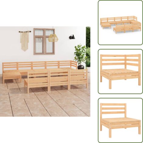 Mobili da patio - vidaXL Set Salotto da Giardino 10 pz in Legno Massello di Pino - Design rustico