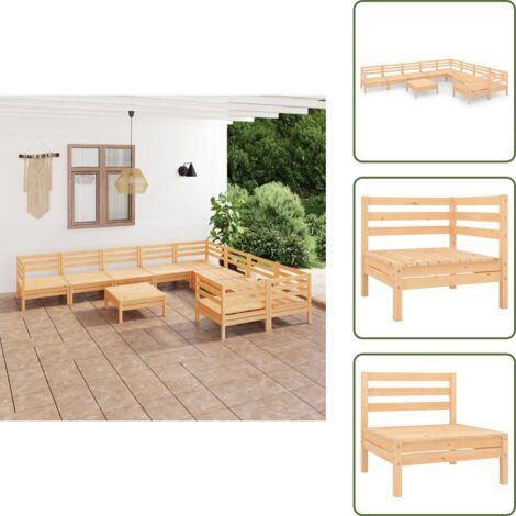 Mobili da patio - vidaXL Set Salotto da Giardino 10 pz in Legno Massello di Pino - Divano angolare