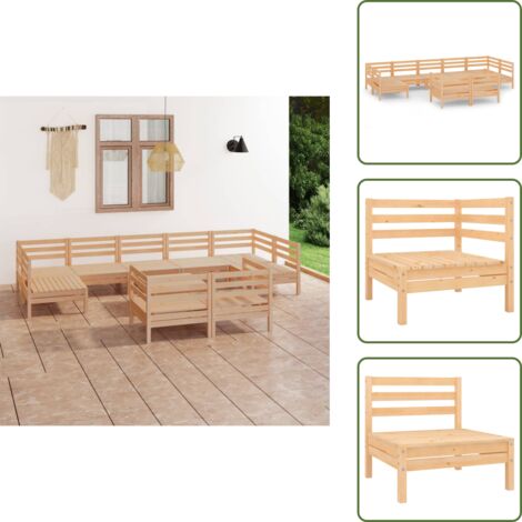 Mobili da patio - vidaXL Set Salotto da Giardino 10 pz in Legno Massello di Pino - Divano angolare