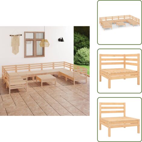 Mobili da patio - vidaXL Set Salotto da Giardino 10 pz in Legno Massello di Pino - Divano angolare