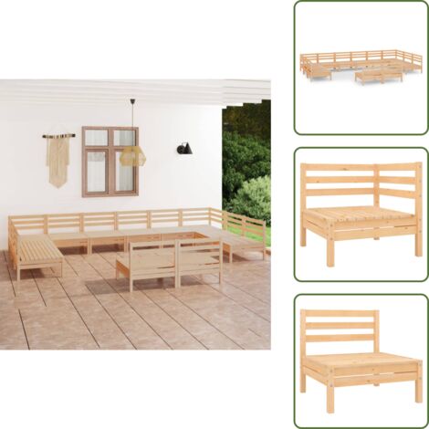Mobili da patio - vidaXL Set Salotto da Giardino 12 pz in Legno Massello di Pino - Design rustico