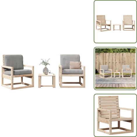 Mobili da patio - vidaXL Set Salotto da Giardino 3 pz in Legno Massello di Pino - Design a doghe