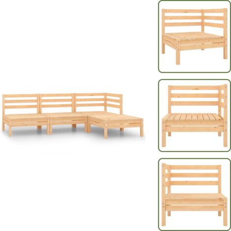 Mobili da patio - vidaXL Set Salotto da Giardino 4 pz in Legno Massello di Pino - Design rustico