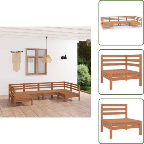 Mobili da patio - vidaXL Set Salotto da Giardino 6 pz in Legno Massello di Pino ambra - Design rustico