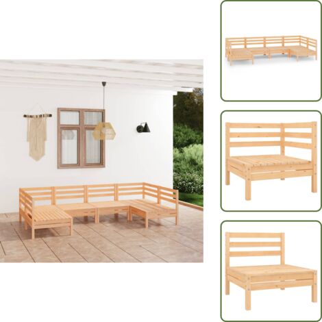 Mobili da patio - vidaXL Set Salotto da Giardino 6 pz in Legno Massello di Pino - Design rustico