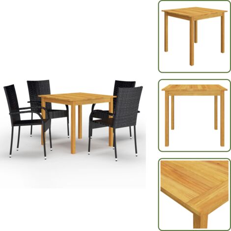 Mobili da pranzo esterni - vidaXL Set Mobili da Pranzo per Giardino 5 pz Nero - Tavolo in legno acacia