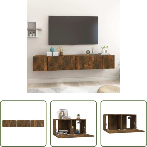 Mobili da soggiorno -  Mobili Porta TV Pensili 3 pz Rovere Fumo 60x30x30 cm