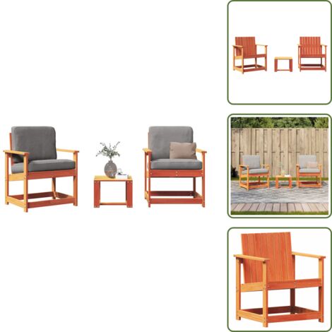 Mobili esterni - vidaXL Set Salotto da Giardino 3 pz Marrone Cera Legno Massello Pino - Design a doghe