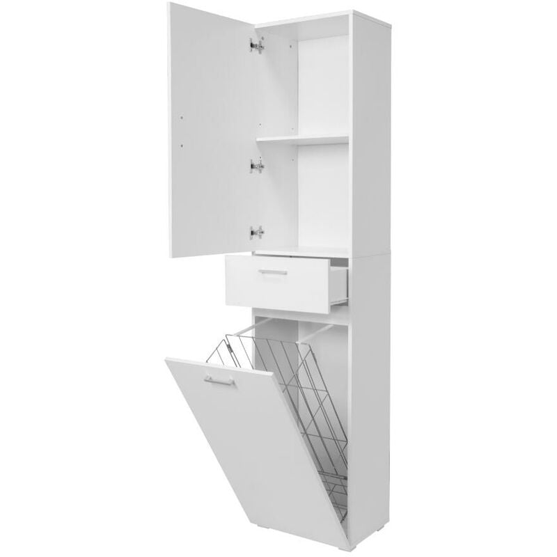 Armoire blanche 1 porte + 1 tiroir w/washbasin