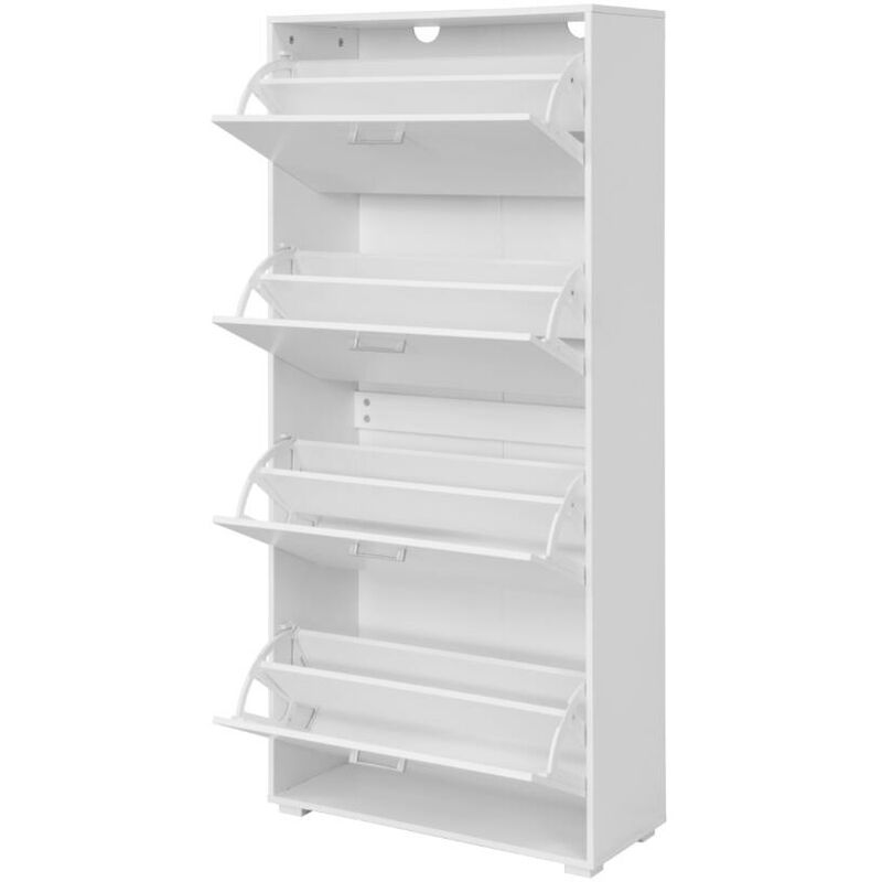 Porte-chaussures à quatre compartiments, blanc