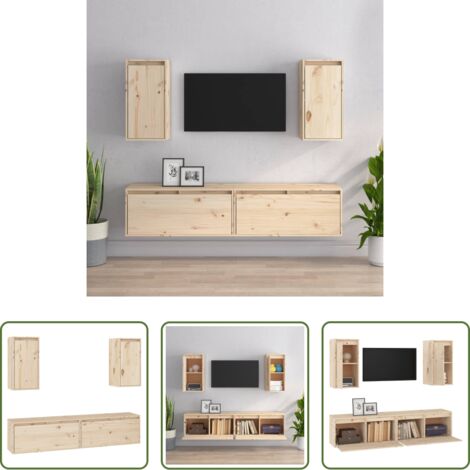 Mobili in legno -  Mobili Porta TV 4 pz in Legno Massello di Pino
