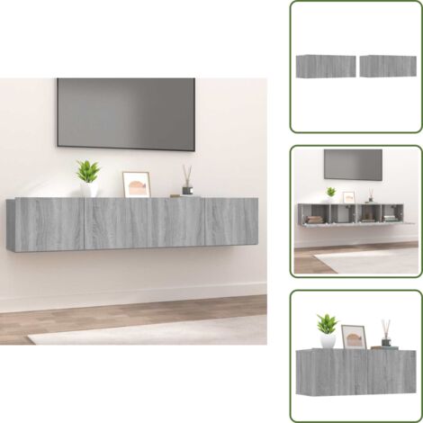 Mobili in legno multistrato - vidaXL Mobili TV 2pz Grigio Sonoma 80x30x30cm Legno Multistrato - TV in legno