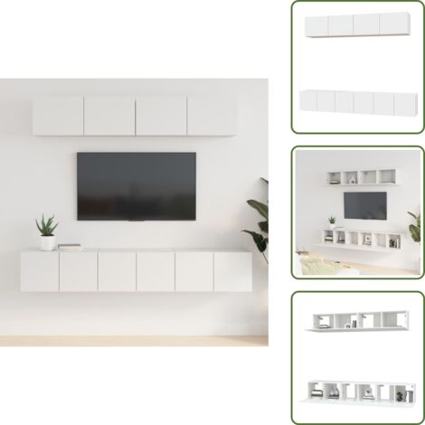 Mobili in legno multistrato - vidaXL Set di Mobili Porta TV 5 pz Bianco in Legno Multistrato - Set di arredamento