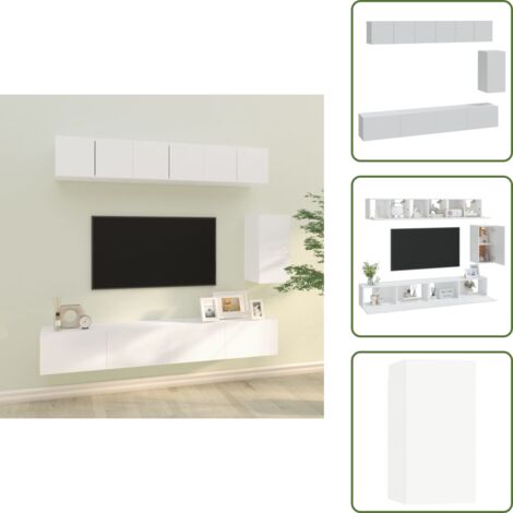 Mobili in legno multistrato - vidaXL Set di Mobili Porta TV 6 pz Bianco in Legno Multistrato - Set porta TV