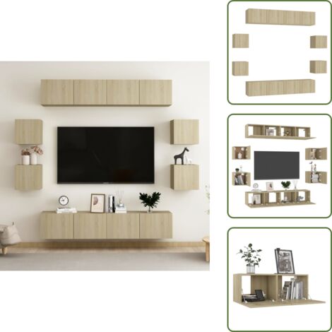 Mobili in legno multistrato - vidaXL Set di Mobili Porta TV 8 pz Rovere Sonoma in Legno Multistrato - Rovere sonoma