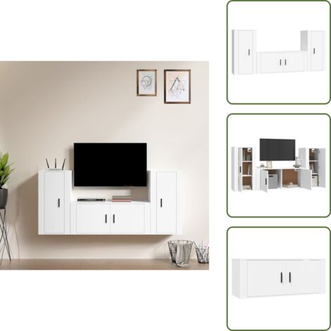 Mobili in legno multistrato - vidaXL Set Mobili Porta TV 3 pz Bianco in Legno Multistrato - Set di arredamento TV