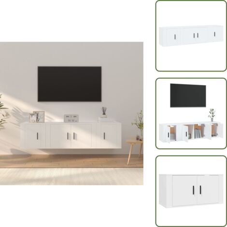 Mobili in legno multistrato - vidaXL Set Mobili Porta TV 3 pz Bianco in Legno Multistrato - Supporti per TV