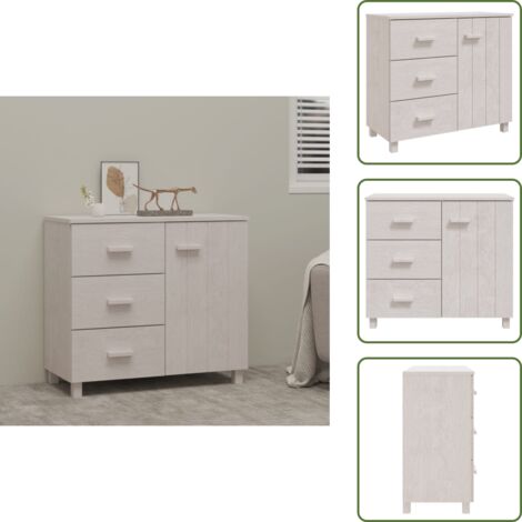Mobili in legno - vidaXL Credenza HAMAR Bianca 90x40x80 cm in Legno Massello di Pino - Credenza con cassetti