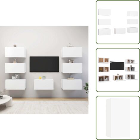 Mobili in legno - vidaXL Mobili Porta TV 7 pz Bianchi 30,5x30x60 cm in Legno Multistrato - Mobili in truciolato