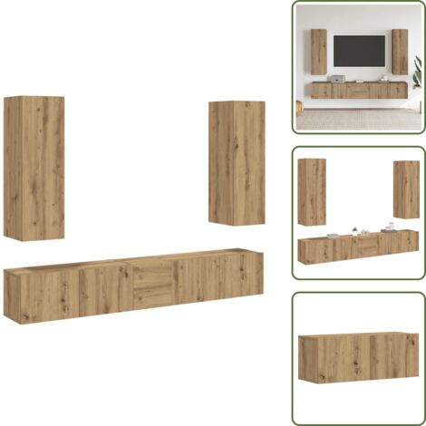 Mobili in legno - vidaXL Mobili TV a Parete 5 pz Rovere Artigianale in Legno Multistrato - Truciolato