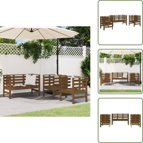 Mobili in legno - vidaXL Set Salotto da Giardino 3 pz Ambra in Legno Massello di Pino - Design a doghe