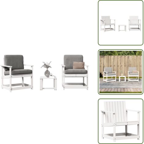 Mobili in legno - vidaXL Set Salotto da Giardino 3 pz Bianco in Legno Massello di Pino - Design a doghe