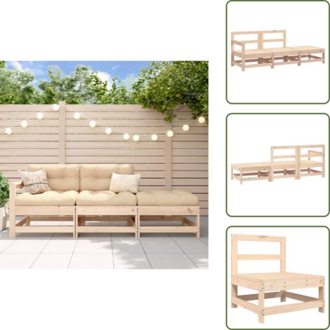 Mobili in legno - vidaXL Set Salotto da Giardino 3 pz in Legno Massello di Pino - Design rustico