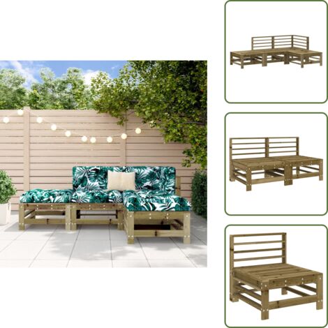 Mobili in legno - vidaXL Set Salotto da Giardino 4 pz in Legno Impregnato di Pino - Design modulare