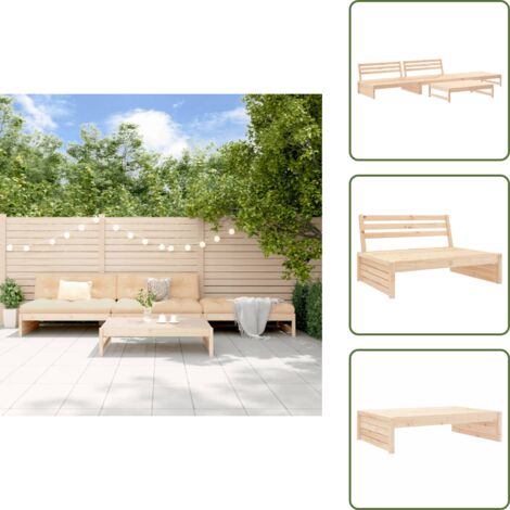 Mobili in legno - vidaXL Set Salotto da Giardino 4 pz in Legno Massello di Pino - Design rustico