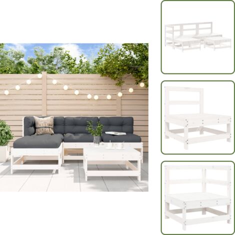 Mobili in legno - vidaXL Set Salotto da Giardino 5 pz Bianco in Legno Massello di Pino - Design modulare