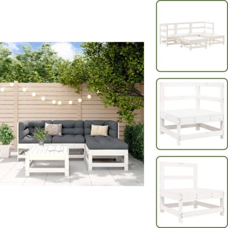 Mobili in legno - vidaXL Set Salotto da Giardino 5 pz Bianco in Legno Massello di Pino - Design modulare