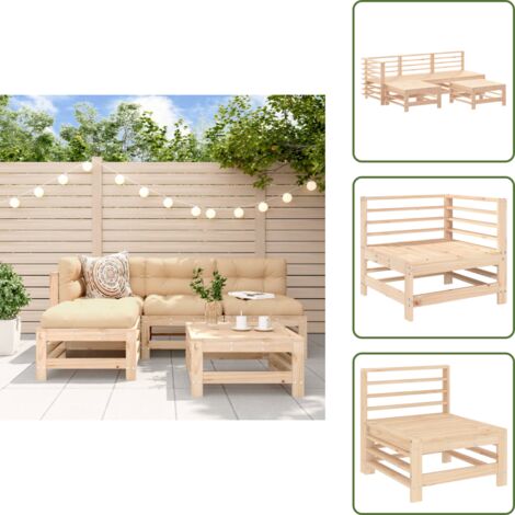 Mobili in legno - vidaXL Set Salotto da Giardino 5 pz in Legno Massello di Pino - Design rustico