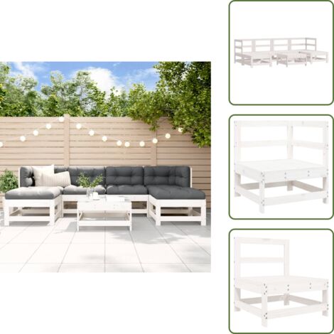 Mobili in legno - vidaXL Set Salotto da Giardino 7 pz Bianco in Legno Massello di Pino - Design da giardino