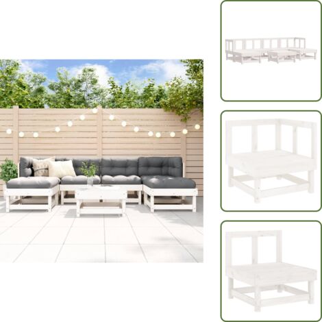 Mobili in legno - vidaXL Set Salotto da Giardino 7 pz Bianco in Legno Massello di Pino - Design rustico